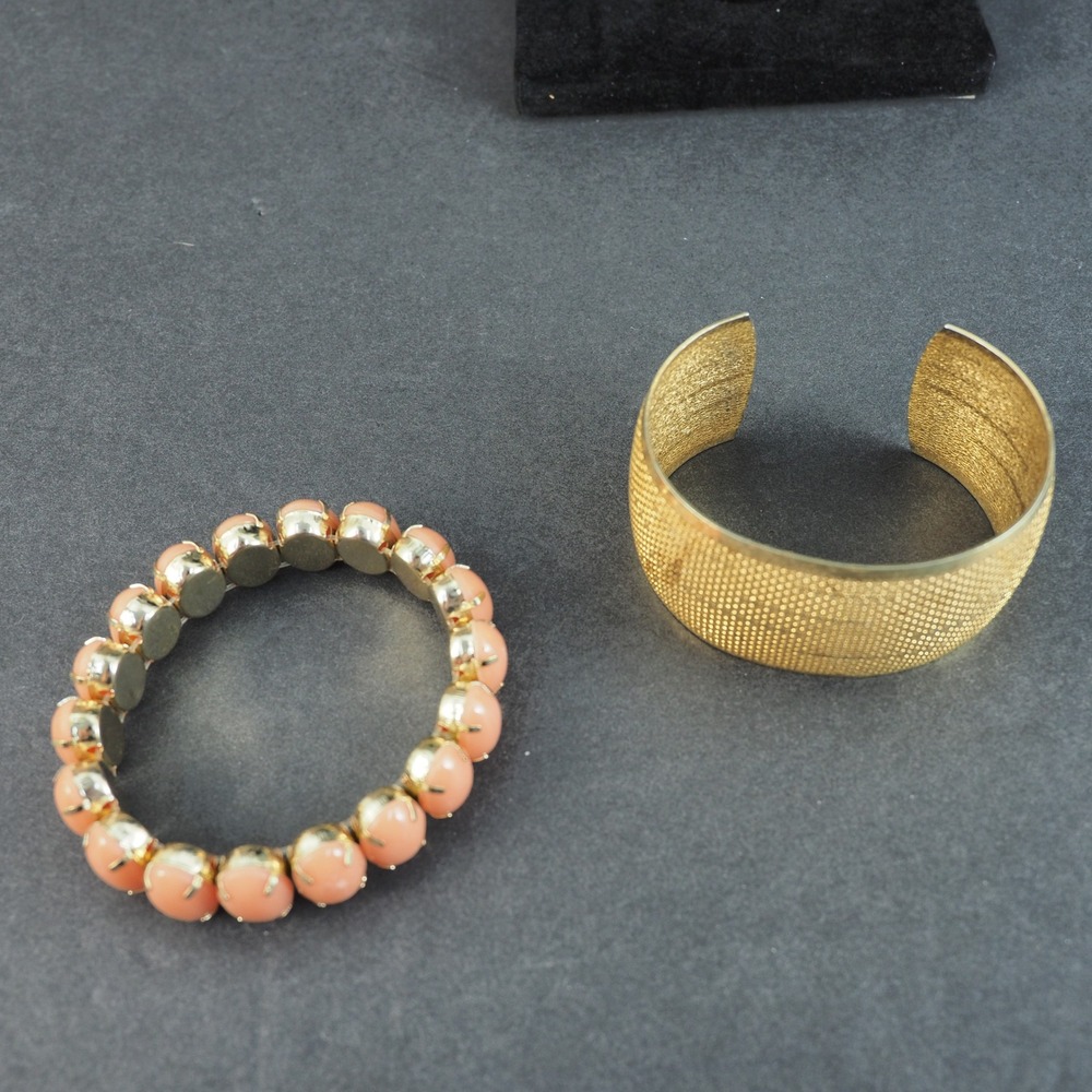 Jewelry Lot Bracelet Bangle Cuff Gold Tone Rhinestone Green Orange Animal Print - Picture 6 of 8